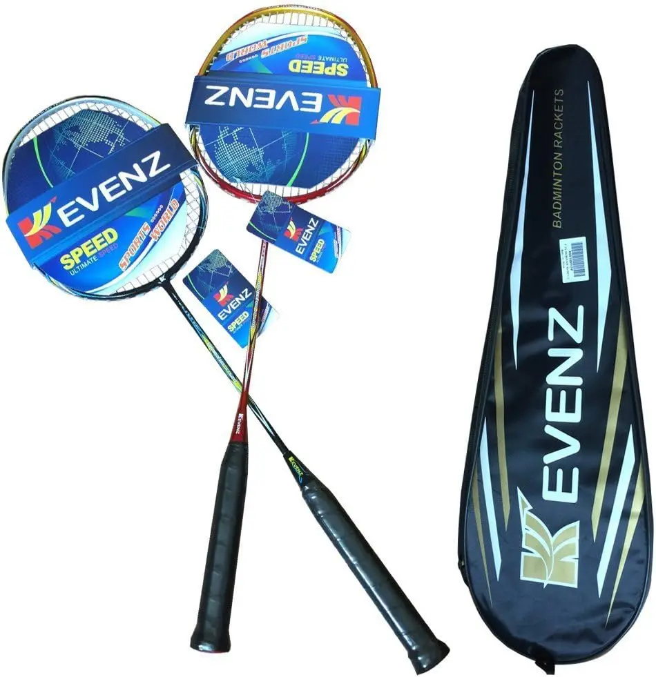 

2 Pack Graphite Badminton Racquet, Professional Carbon Fiber Rackets, 1 Black & 1 Red, with Carrying Bag