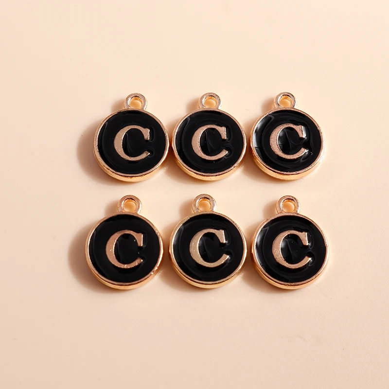 10pcs Cute Mini Black Alphabet 26 Letters Charms for DIY Name Jewelry Earrings Bracelet Necklace Pendants Happy Birthday Gifts