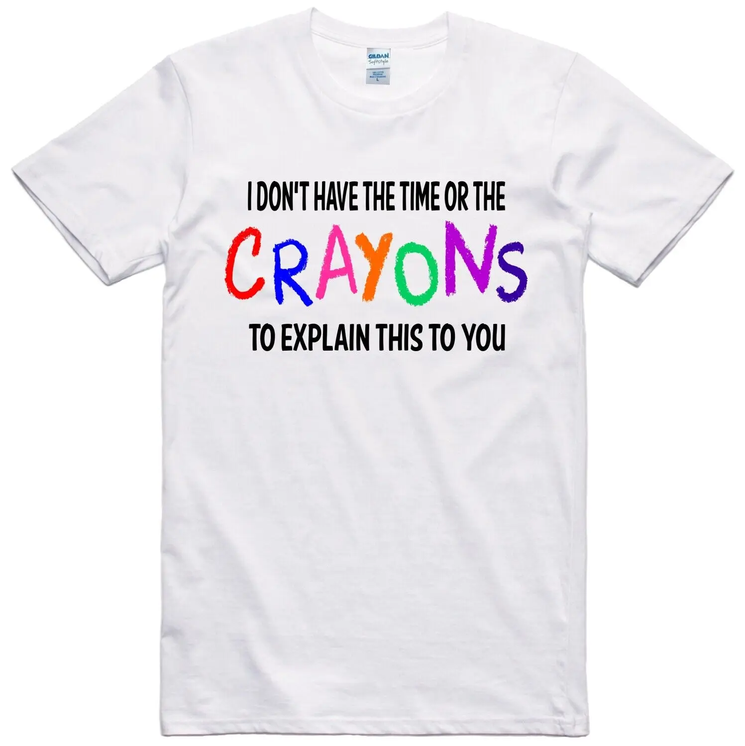 Mens Funny T-Shirt Crayons Novelty Design Regular Fit 100% Cotton Tee