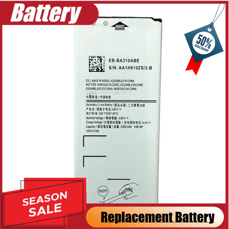 

Новый аккумулятор для мобильного телефона 3,85 В 2300 мАч EB-BA310ABE для Samsung GALAXY A3 2016 Edition A310 A5310A A310F SM-A310F A310M A310Y