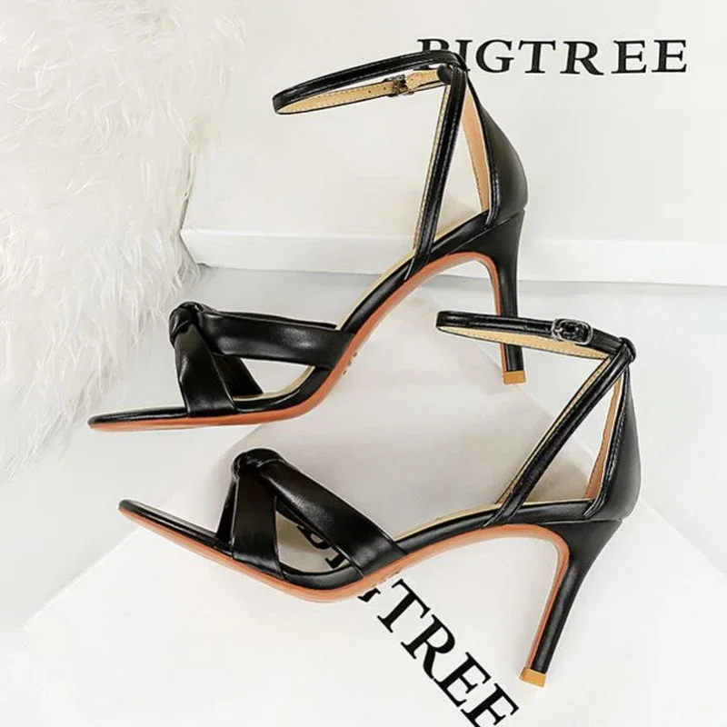 BIGTREE Summer Sexy Fashion High Heels Out Open-Toe Cross Strap Nightclub Party Women\'s Shoes One-Line Sandals For Women