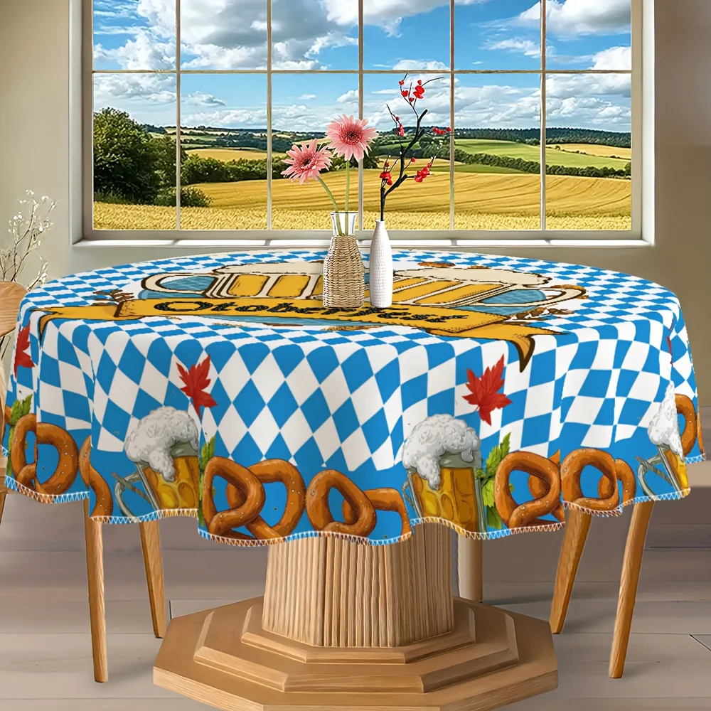 One piece of Munich Oktoberfest blue and white striped checkered lemon beer festival slogan wooden barrel pattern
