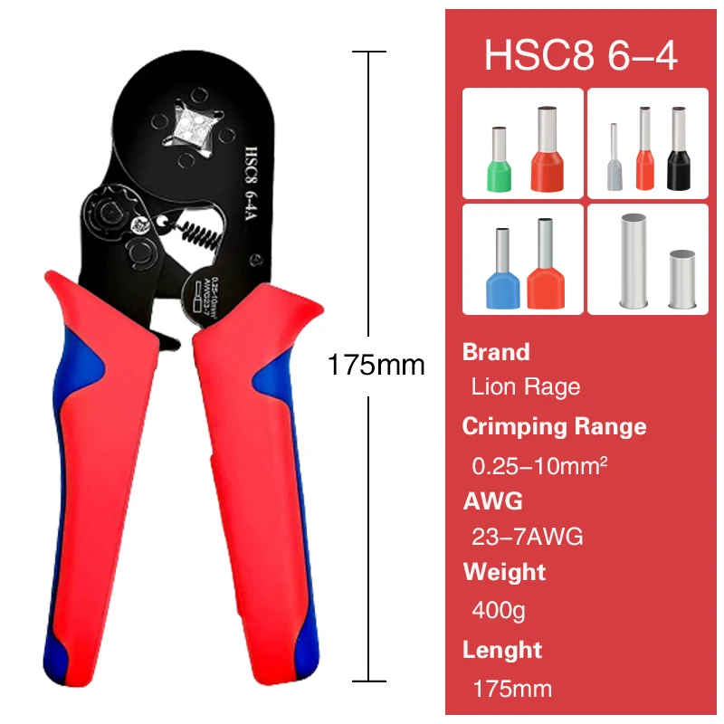 Ratchet Wire CRIMPING ชุดเครื่องมือ CRIMPING คีม Ferrules TUBULAR Terminal เครื่องมือ 6-4A MINI คีมไฟฟ้าในครัวเรือนชุด