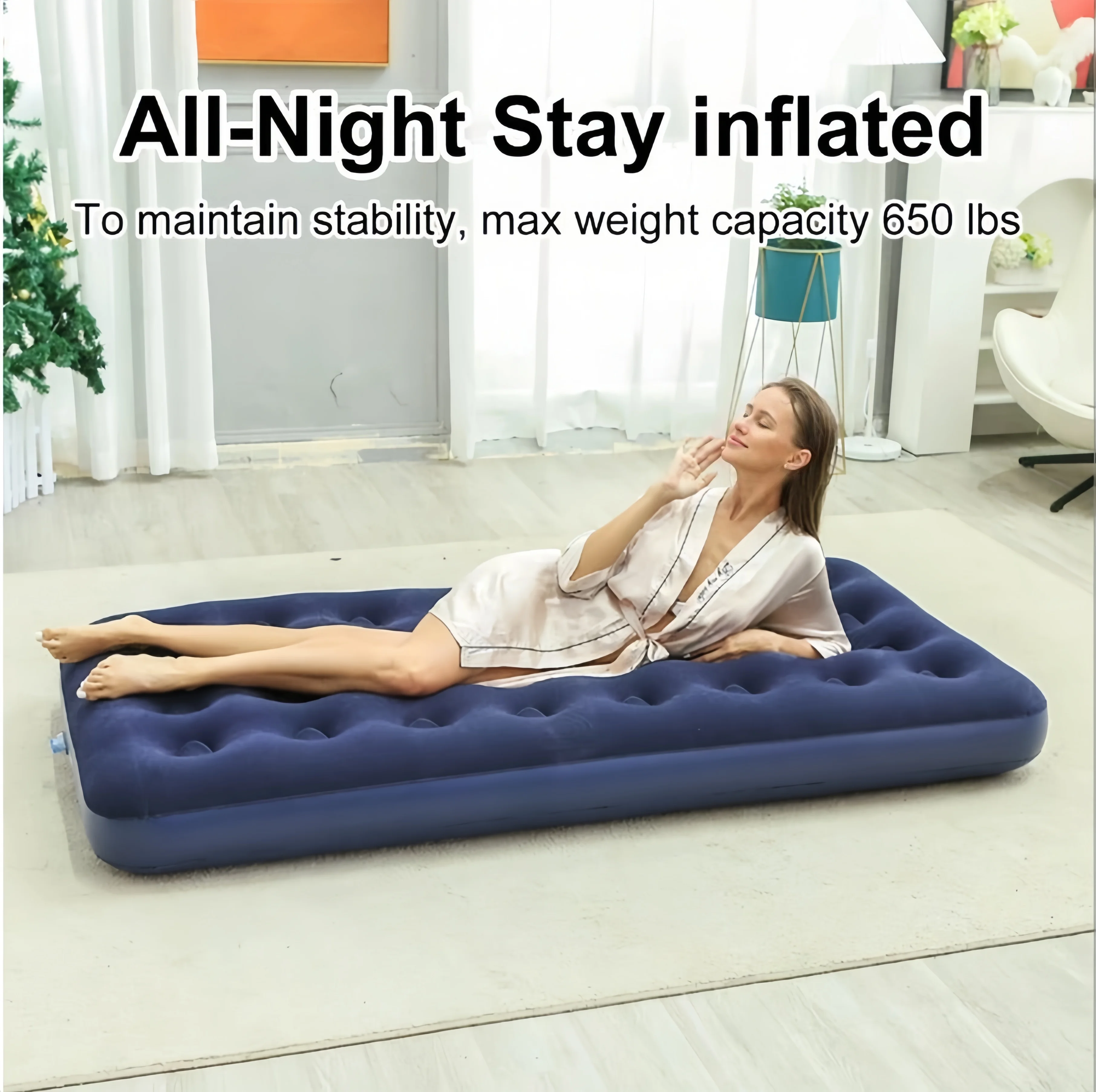 

Single Size Air Mattress Inflatable Bed, Blow Up Mattress Camping Sleeping Pad, Inflatable Airbed for Camping