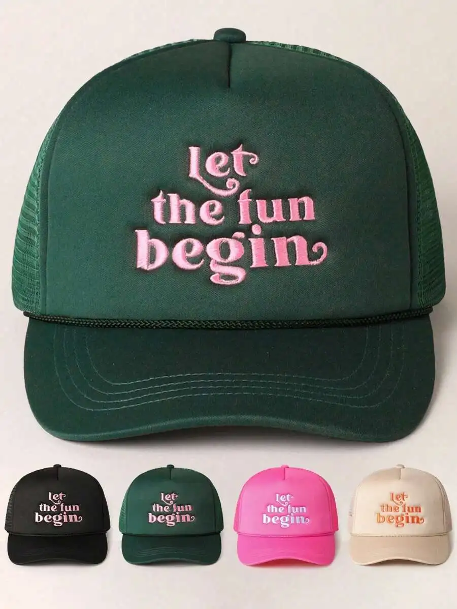 

Embroidered Let The Fun Begin Adjustable Mesh Baseball Cap For Adults Casual Outdoor Sun Hat