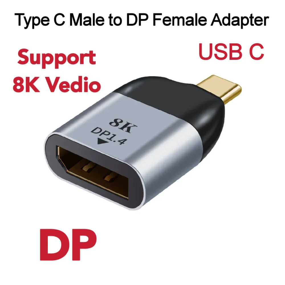 USB Type C Adapter Male to USB-compatible/DP/VGA/Mini DP/RJ45 Female 4K/8k 60Hz Vedio Transfer for Laptop Phone Macbook Pro