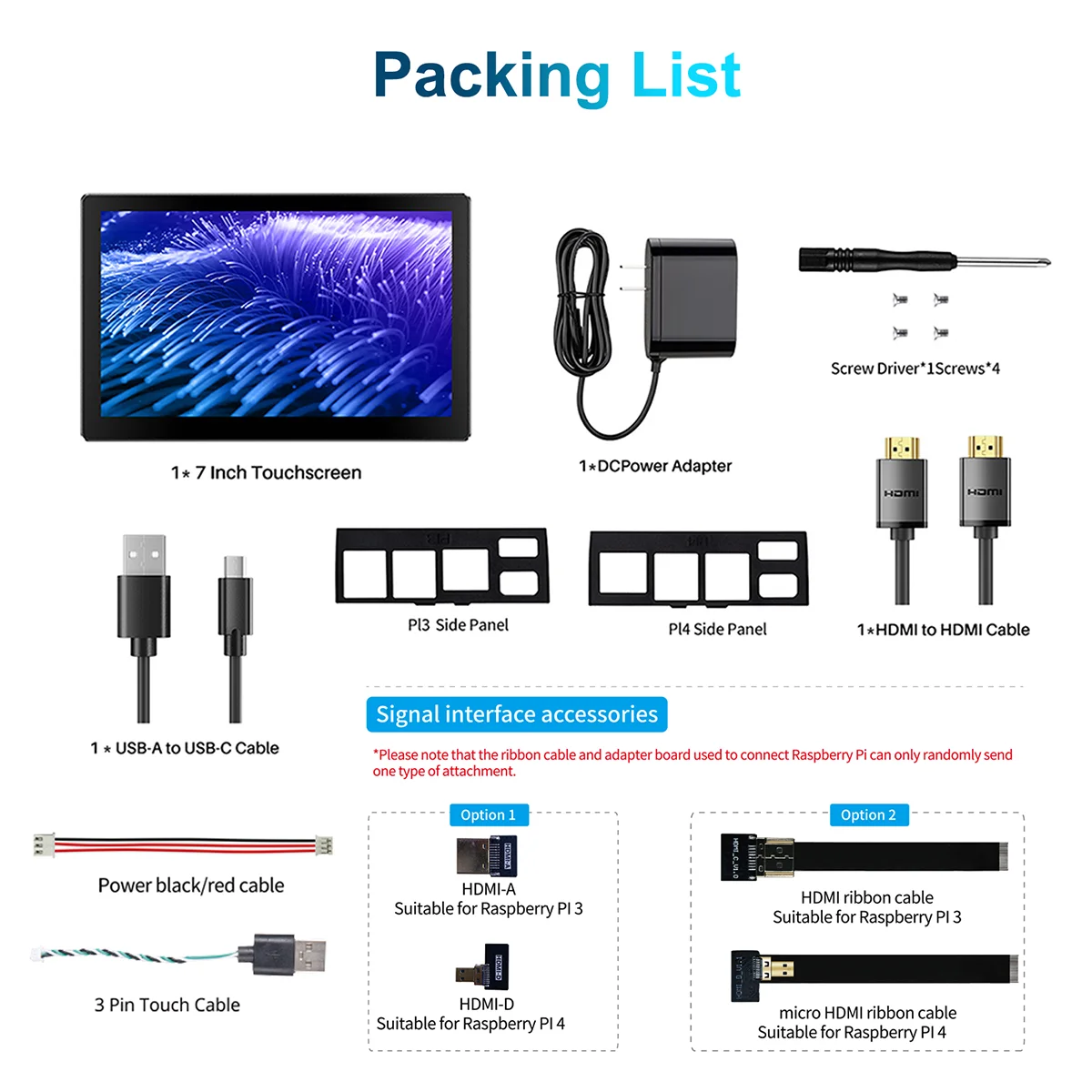 Imagem -05 - Tela Lcd Duplex pi de Polegadas Painel Industrial 1024x600 Hdmi Tipo-c Suporta Pi3 4