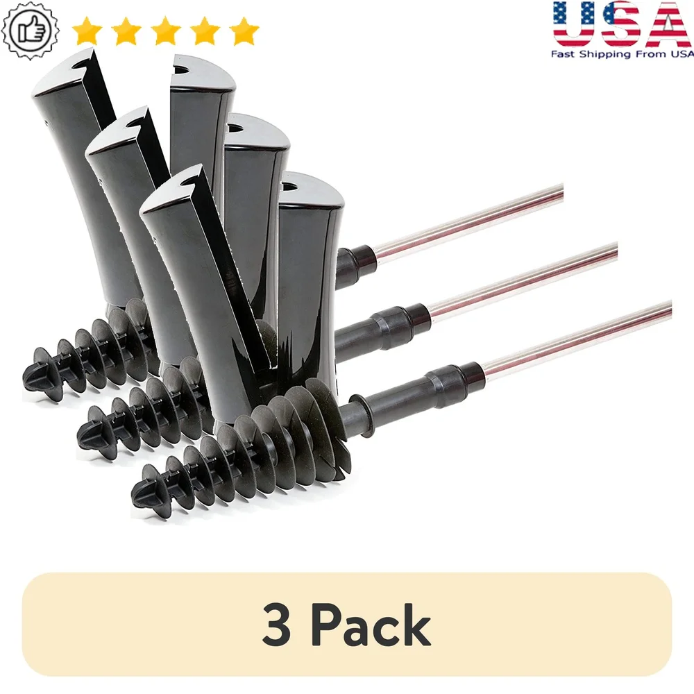 

3 Pack Plunger with Stainless Steel Handle and Caddy Holder Multi-Functional Clog Remover Squeegee Durable Innovative Design