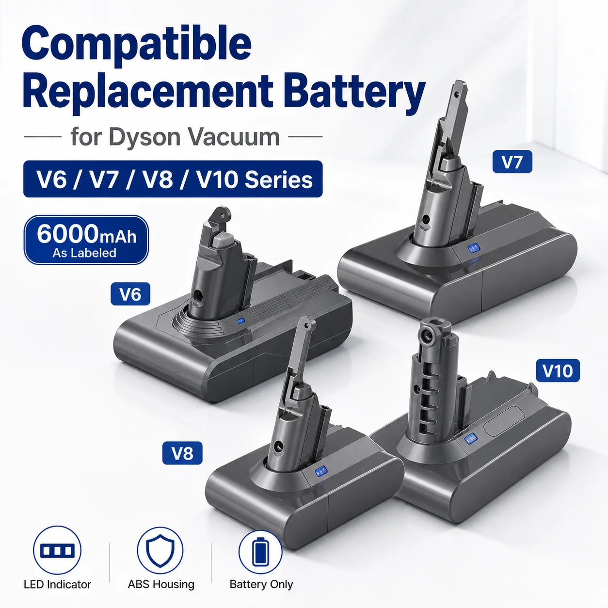 

Rechargeable Vacuum Cleaner Battery for Dyson V6 DC62 V7 SV11 V8 SV10 V10 SV12 Cordless Vacuum Replacement Pack