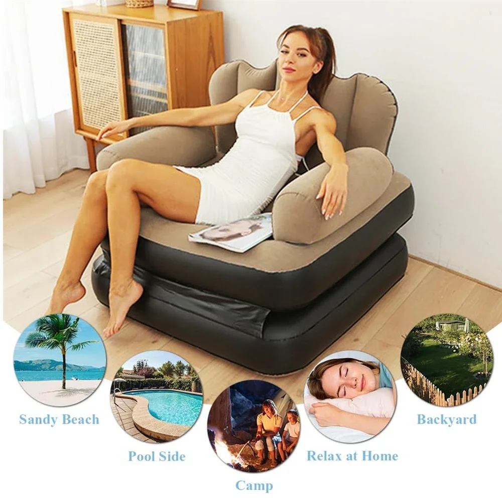Inflatable Sofa Outdoor Adult Lazy Sofa Multifunctional Five in One Inflatable Bed Convenient Beach Sofa Foldable Lounge Chair