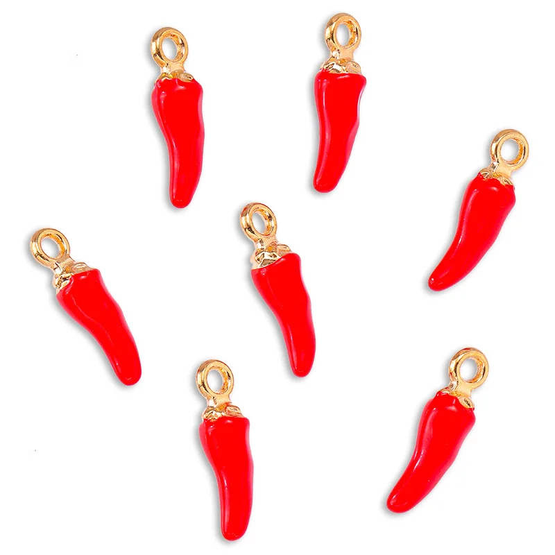 20Pcs 17*5MM Cute Red Pepper Stereoscopic Pendant Couple Bracelet Earrings Handmade Accessories DIY Phone Charm Jewelry Craft