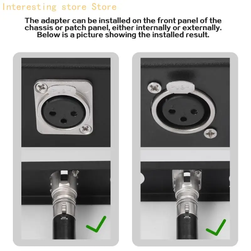 Bidirectional Female-to-Female Panel Mount Adapters, 2-Pack Balanced 3-Pin Feedthrough Couplers with Two-Hole D-Style Mounting