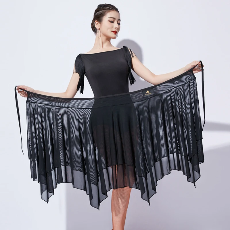 تنورة رقص لاتينية حمراء للنساء أداء الرقص اللاتيني قطعة واحدة تنّورة ملفوفة رومبا تانجو ملابس الرقص للتدريب ملابس الممارسة 3672