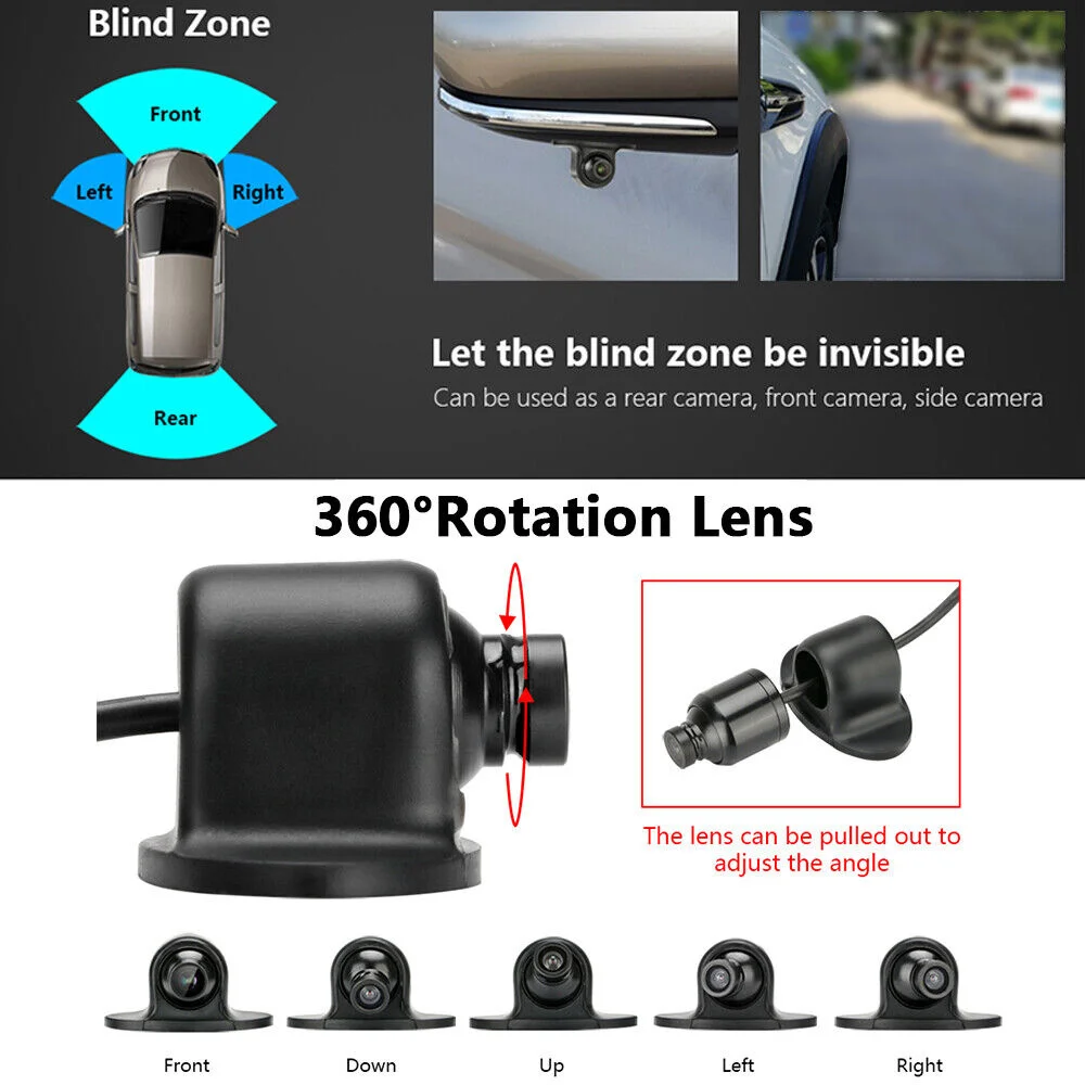 360° Mini Car Side Mirror Camera CCD 1/3\