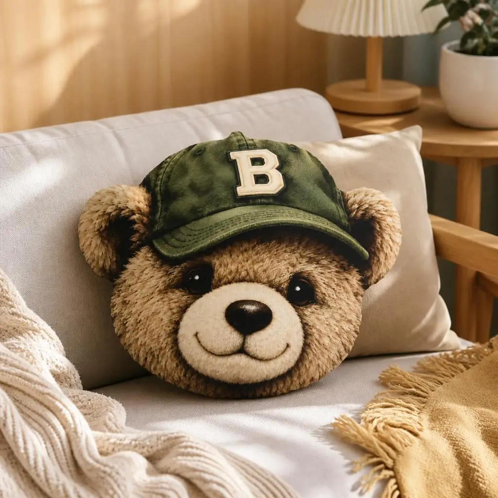 Bncmap Teddy Bear Letter B Varsity Mascot Cushion Irregular Stuffed Throw Pillow Home Decor Gift Sofa Bed