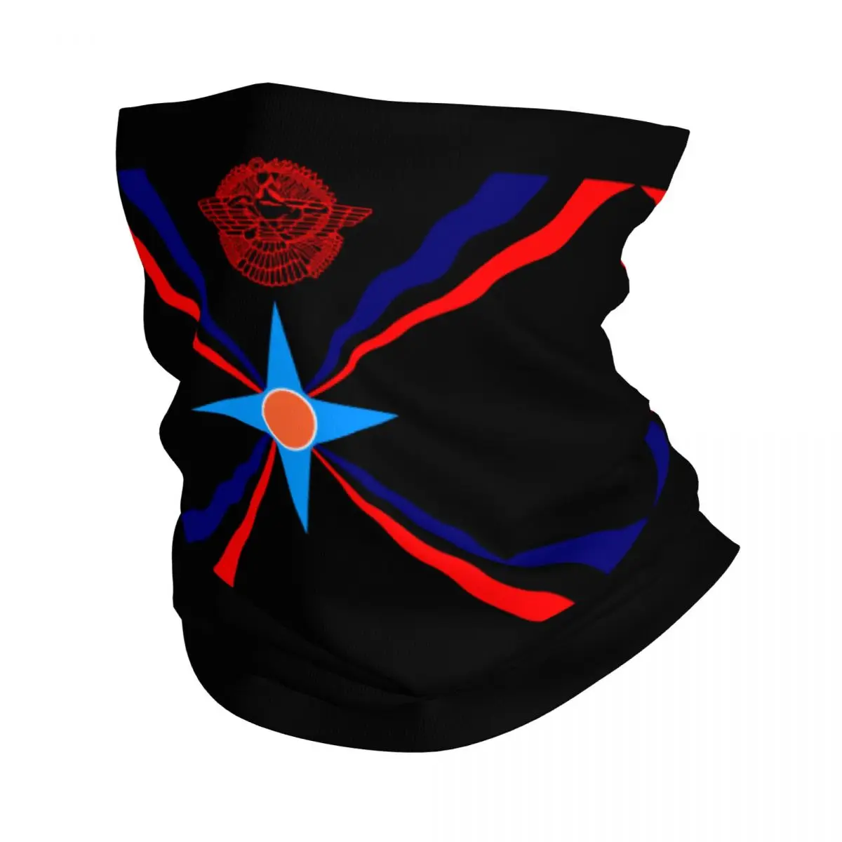 Custom Assyrian Flag Bandana Neck Gaiter Windproof Face Scarf Cover Men Women Aramean Proud Headwear Tube Balaclava