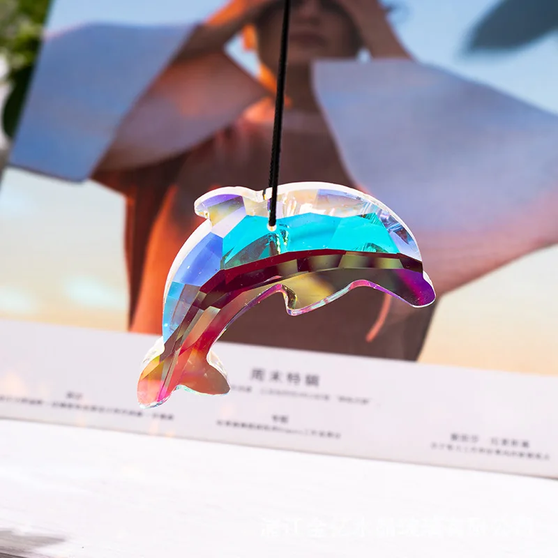 

2Pcs Crystal Glass Prism Dolphin Pendant Rainbow Light Reflector Home Suncatcher Window Ornaments Garden Decoration Manufacturer