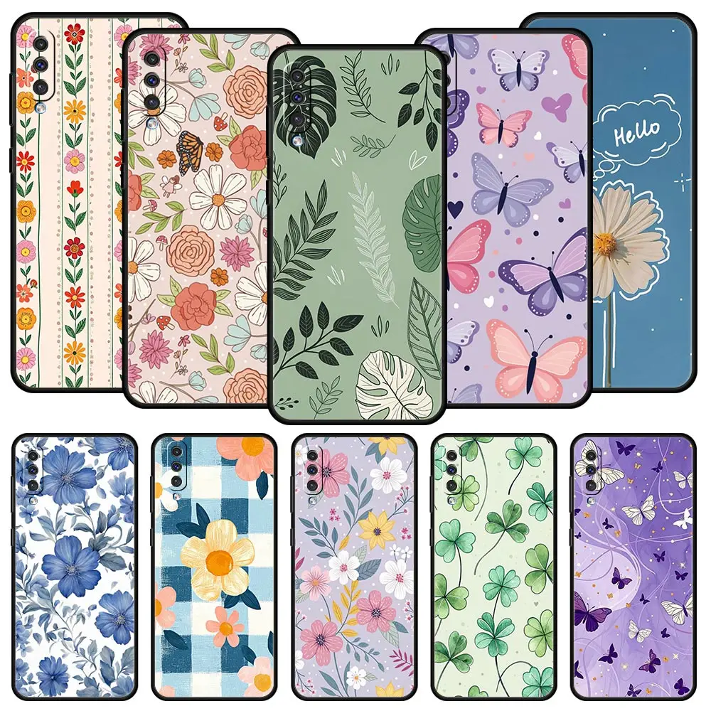 Stylish Flower Patterned Design Case For Samsung A26 A36 A56 A54 A52 A50 A70 A40 A12 A14 A16 A22 A24 A42 A34 A32 5G A06 5G Cover
