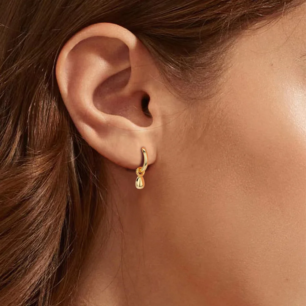 MIYEJI Real S925 Sterling Silver Water Drop Bead Pendant Hoop Earrings For Women Party Classic Fine Jewelry Geometry Accessible 4
