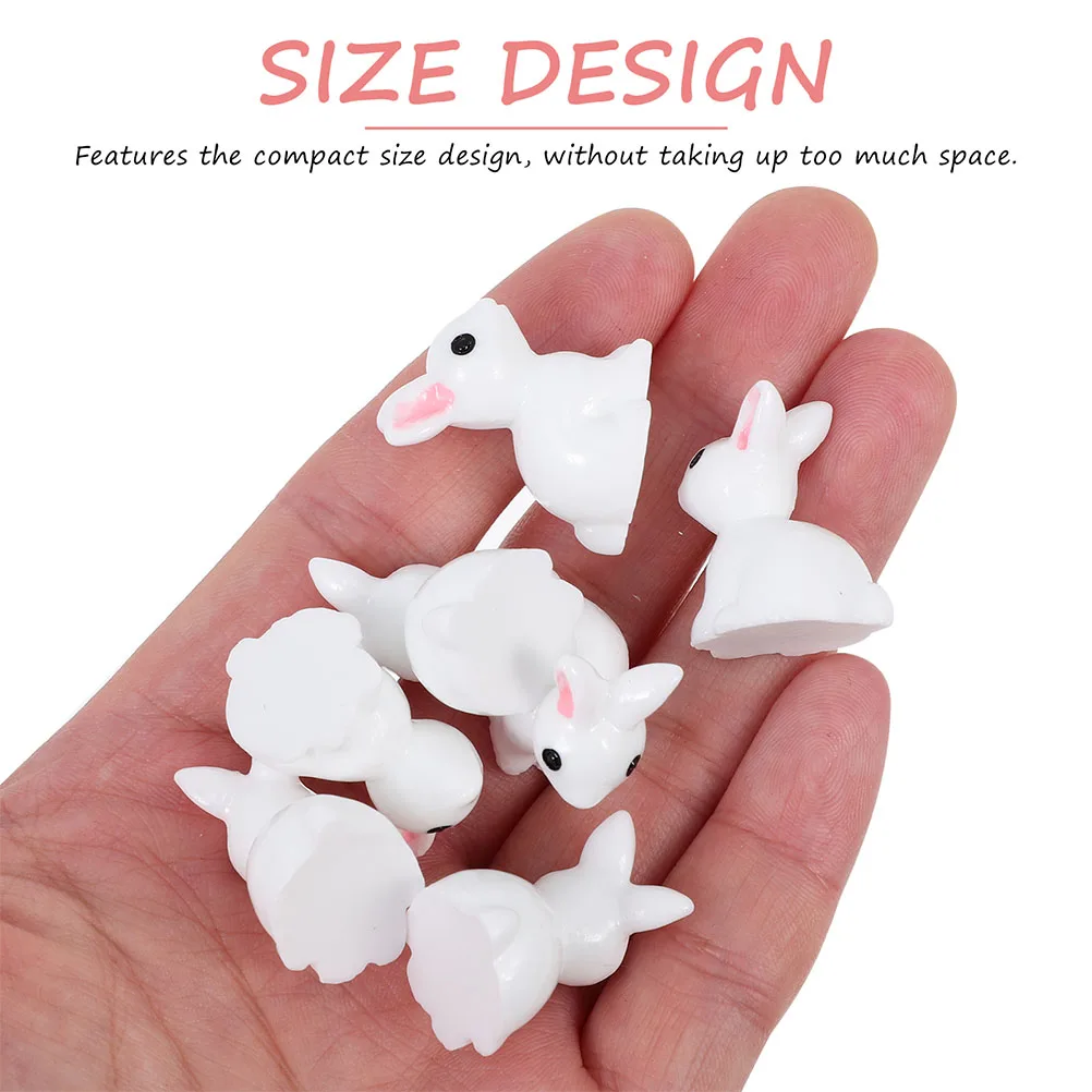 

60pcs Rabbit Ornaments Resin Bunny Figurines Mini Animal Decorative Figures for Garden Home Cake Tabletop Miniatures Gift