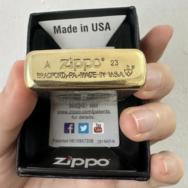 Zippo lighter Antique Golden Brass Constantine Priest Carving Windproof Collection in box