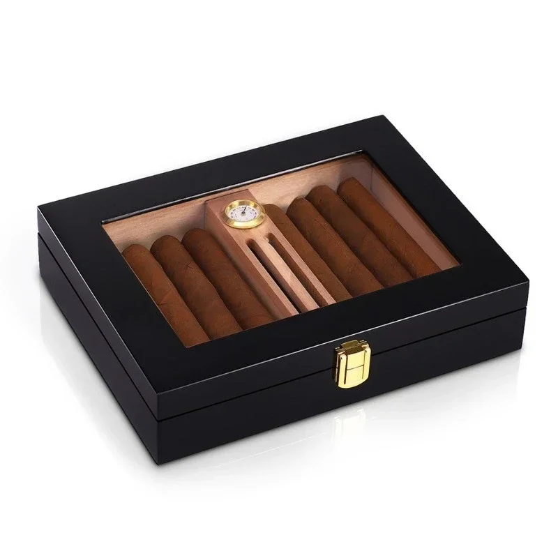 Cedar Wood Cigar Moisturizer Mini Portable Cigar Box Piano Lacquer Cigarette Case with Sunroof