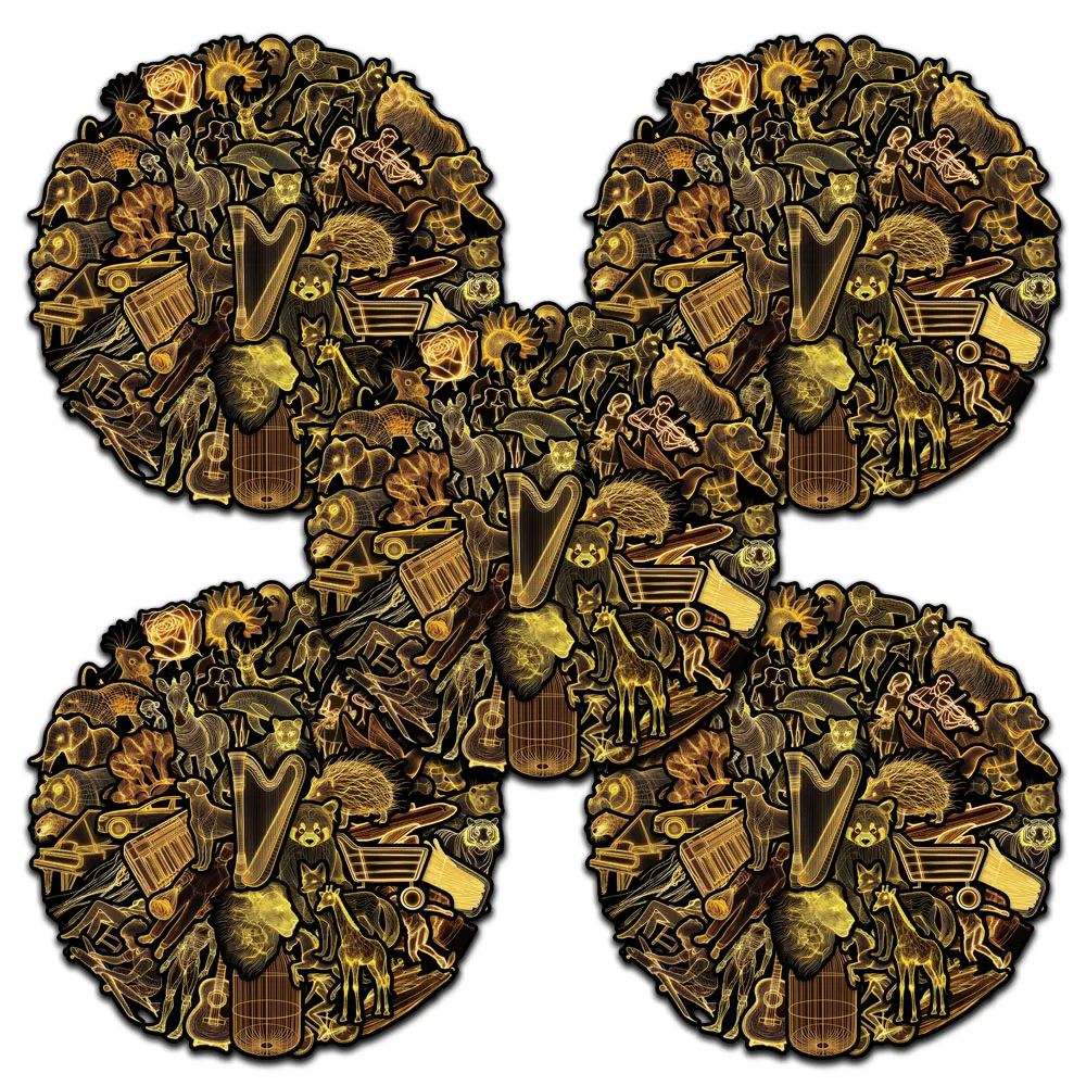 5 sets Funny Cartoon Yellow Light Style Animals Aesthetic Stickers Waterproof Graffiti For Luggage Guitar Laptop Phone Decals