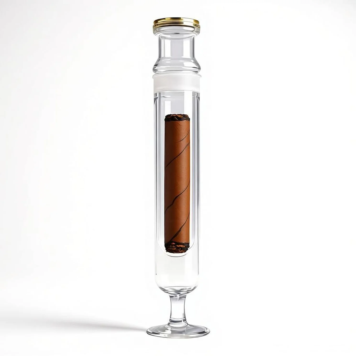 

Glass Cigar Humidor Aroma Diffuser Tube Kit with Hygrometer, Flavor Infusion, Borosilicate Glass Construction, Built-in Stand