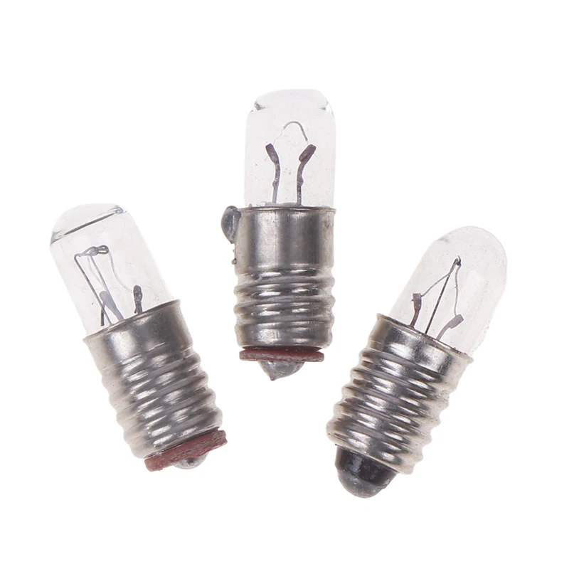 10 Pieces E5 Light Bulbs 6.3V 12V 24V 0.1A Small Bulb Signal Lamp Bead E5 Screw Mouth Mini Indicator Light Bulbs DIY Lighting