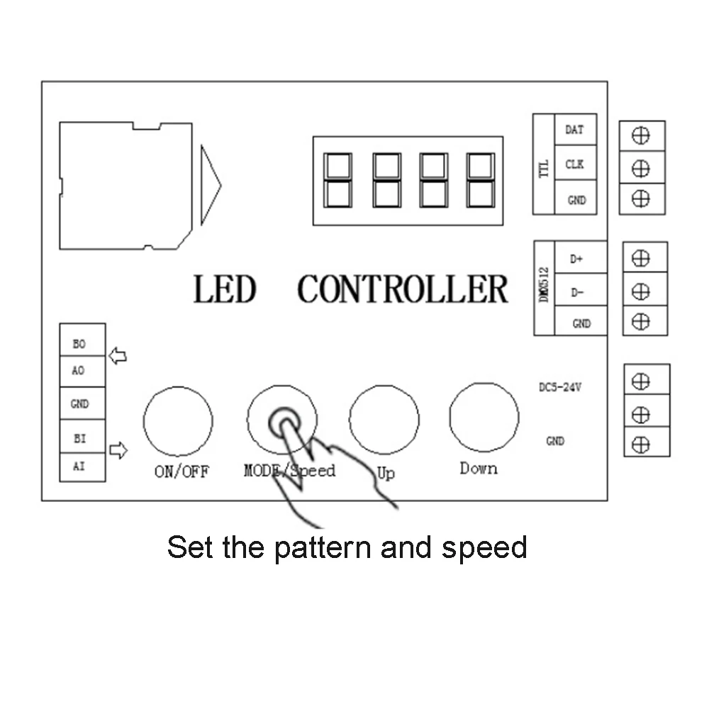 DC5-12V LED Strip Controller RGB WS2811 WS2812 Pixels Smart LED Controller Built in 102 Patterns Multiple synchronizations