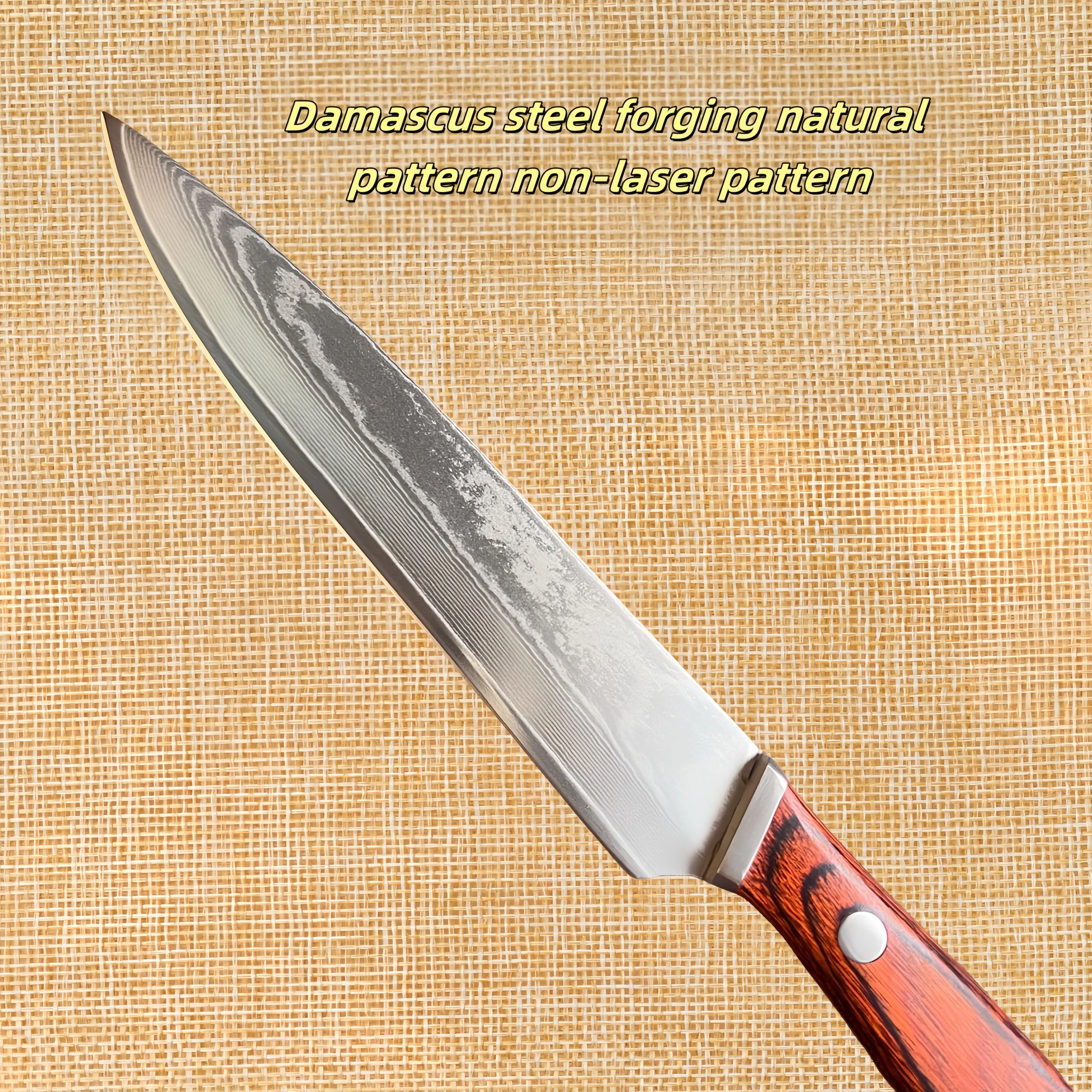 سكين شريحة لحم من الفولاذ الدمشقي VG10 مكون من 67 طبقة - أدوات مائدة بمقبض خشبي فاخر مع غمد واقٍ، مجموعة هدايا مطبخ فاخرة #3