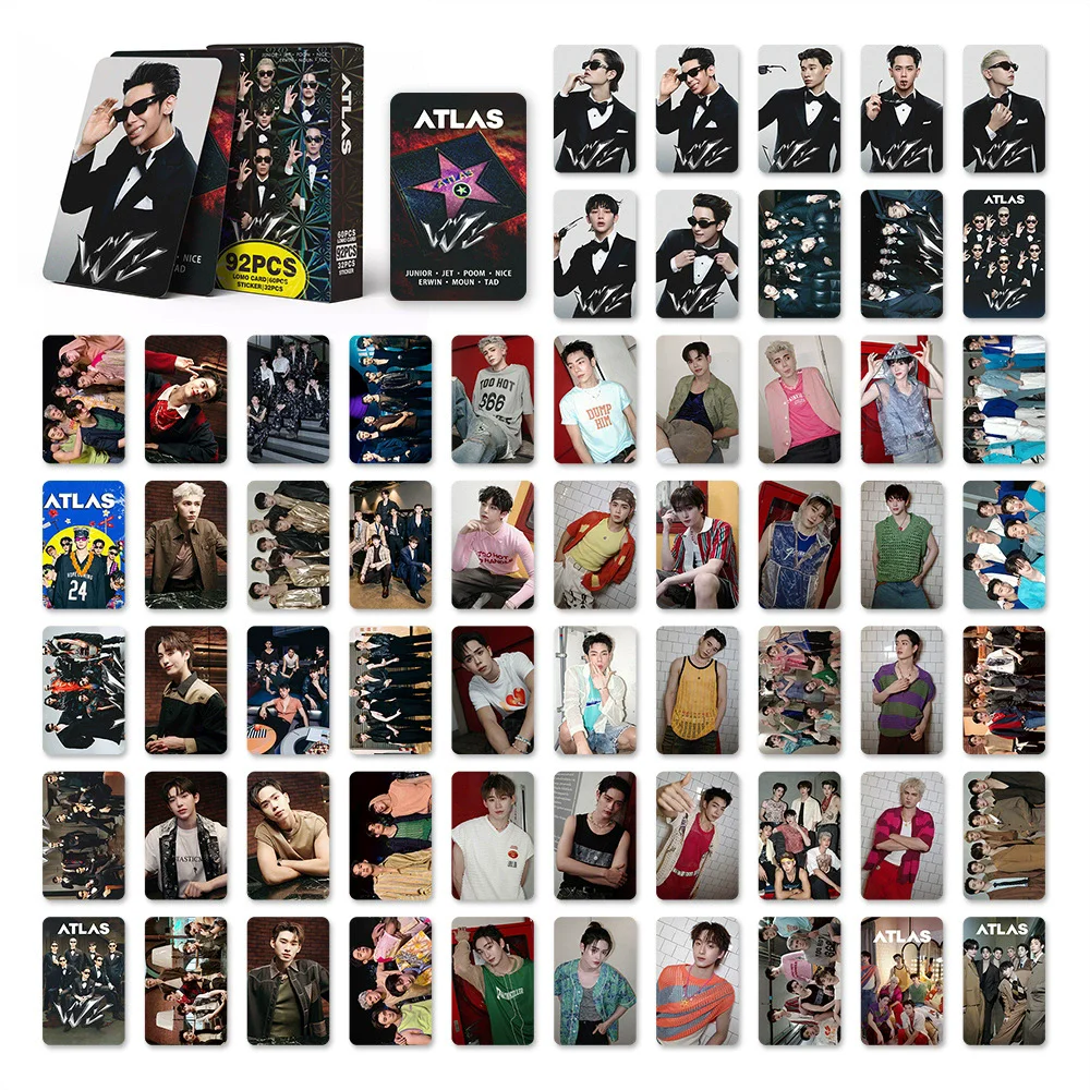 

92 шт. альбом ATLAS Thai Boy Group — мини-открытка Junior Jet Poom, набор фотокарточек с наклейками, лазерная ломо-карта