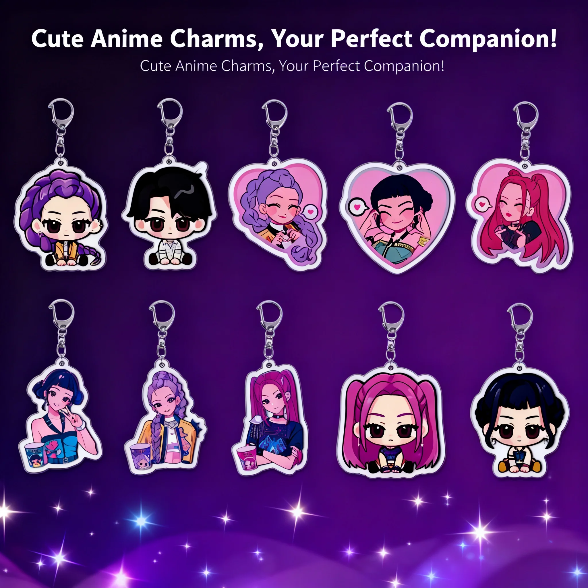 

Custom Anime Acrylic Double Sided Keychain Hunter Girl Group Character Backpack Pendant Charm Accessories Wholesale Drop