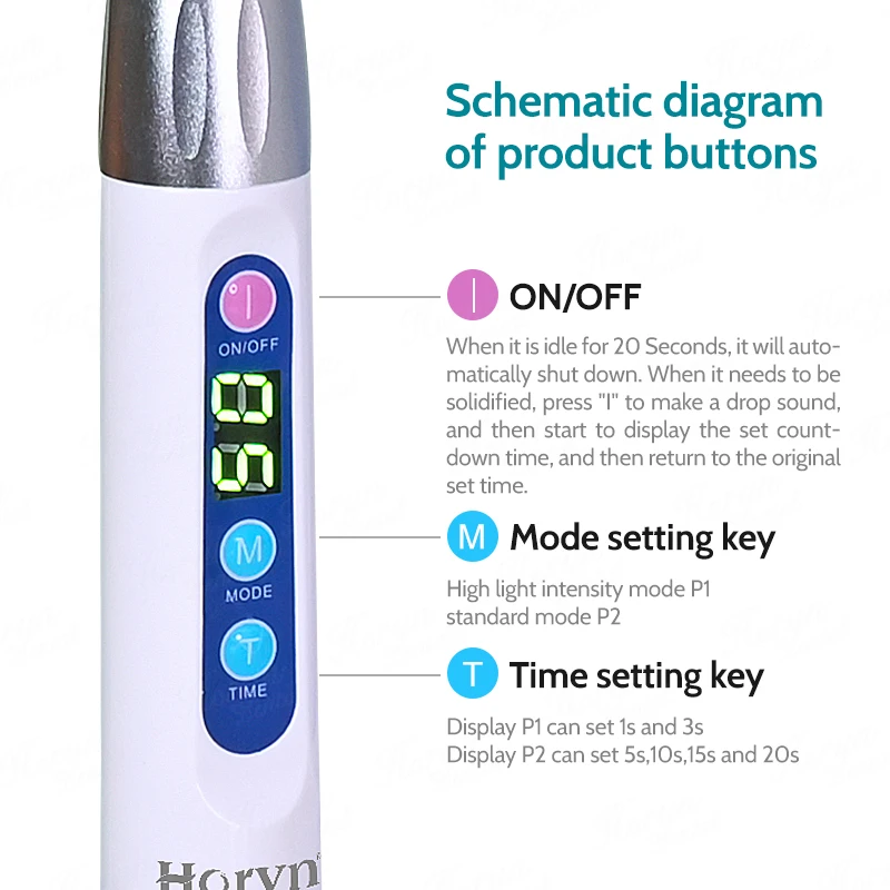 Dental Led Curing Light LED Curing Lamp 1 Second Cure Blue Light Metal Head Dentistry Tool