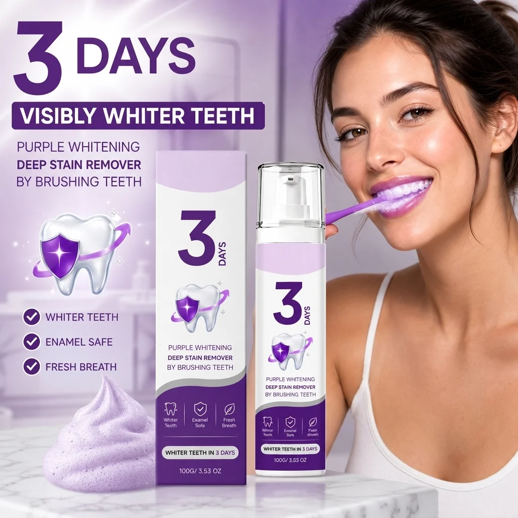 Whitening Foam Pump - 3 Day Purple Color Corrector Toothpaste