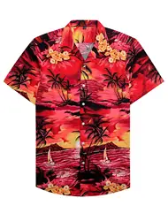 Summer Hawaiian Shirt 3d Printed Colorful plant Men Women Clothing Beach Short Sleeve Blouse Fashion Men's Vocation Lapel Camisa