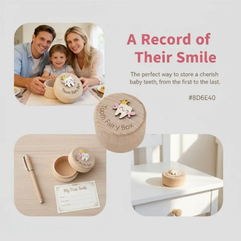 Baby Tooth Box Save Gifts Wooden Milk Teeth Organizer With Lid Deciduous Tooth Storage Box For Boy Or Girl