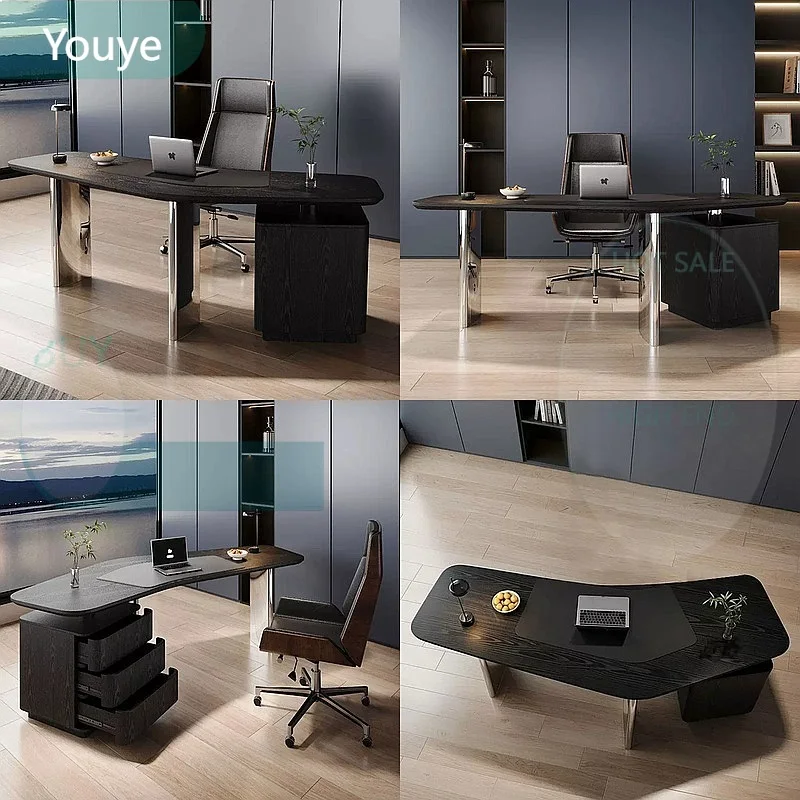 ZL Minimalist High-End Solid Wood Desk Designer Creative Art Corner Irregular Business Study Computer Table