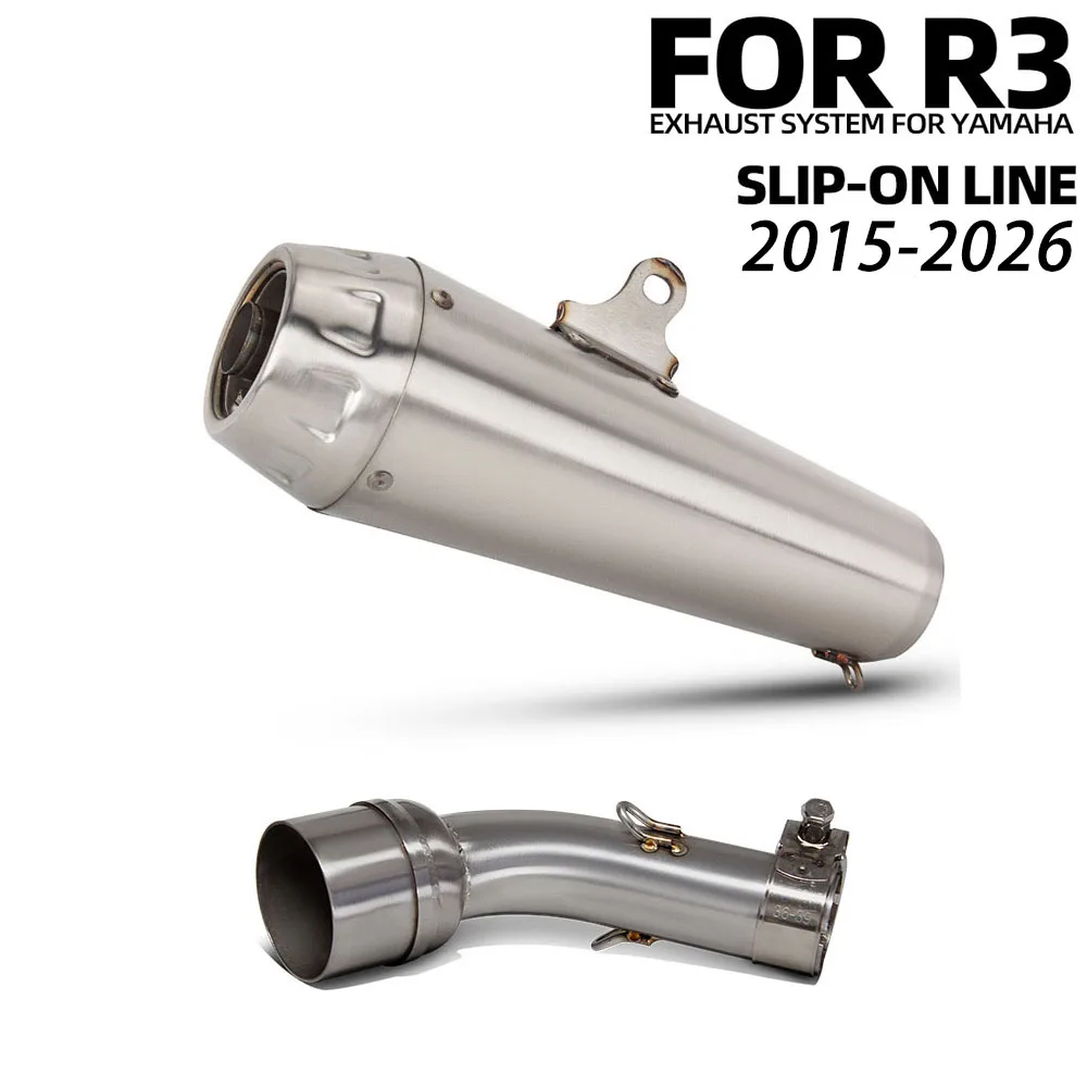 

YZF-R25 Exhaust muffler with DB Killer For Yamaha YZF-R3/R25 MT03 MT25 MT-03/25 2015-2026 Motorcycle Exhaust middle pipe