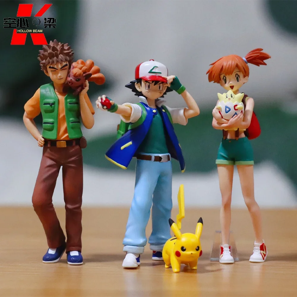 [1/20 Scale World] Multi-version First Generation Ash Ketchum & Pikachu Misty & Togepi Brock & Vulpix Toy Figure Decoration