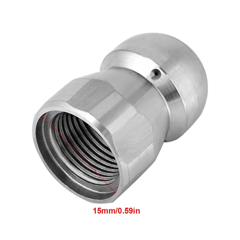 Sewer Jetter Nozzle for Pressure Washer High Pressure Power Washer Hose Nozzle Drain Jetting Stainless Steel 3/8 Female 5000 PSI - view 2