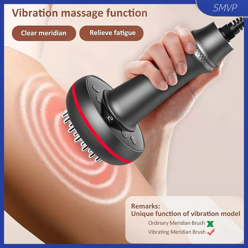 

Electric Meridian Brush Gua Sha Body Massager Vibrate Microcurrent Hot Compress Scraping Lymphatic Drainage Machine Fat Burner