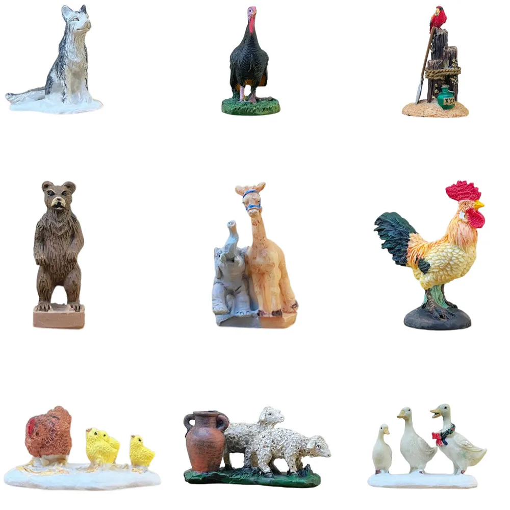 Farm Animal Resin Figurines Miniature Farm Animals Collection, Mini Animal Statues Desktop Decor, Travel Souvenir Ornaments