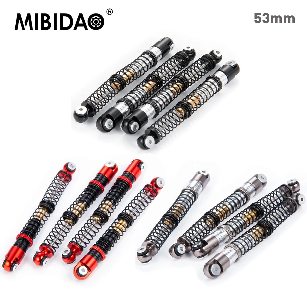 

MIBIDAO 4 шт. 53 мм амортизаторы из алюминиевого сплава для осевого SCX24 засов Chevrolet Wrangler Gladiator Bronco 1/24 RC Car