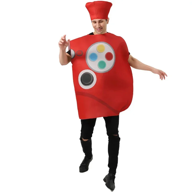 2024 new arrival unisex Women Men video game tunic with hat couple cosplay game controller Halloween costume for adult