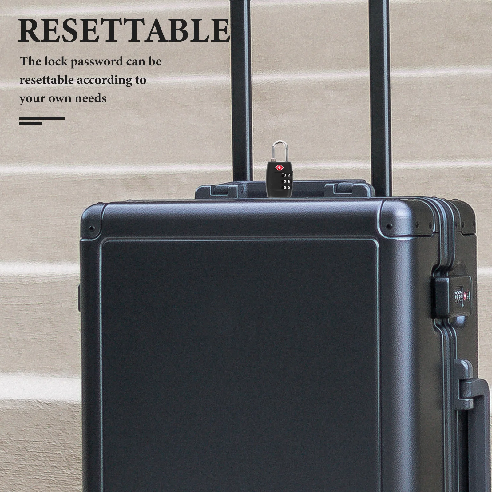 

Tsa Approved Rose Red 3- Combination Password Lock Travel Luggage Padlock Portable Durable Zinc Alloy Resettable Security