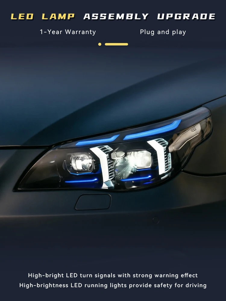 Auto Projector Lens Headlights For BMW 5 Series 2004-2010 E60 520i 525i 523i 528i Front LED Bulbs DRL Head Light Car Accessories