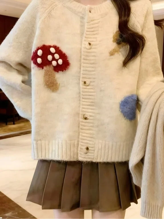 Kardigan damski z dzianiny w stylu koreańskim, miękki i przytulny sweter, swobodny top w stylu college na jesień i zimę, nowość