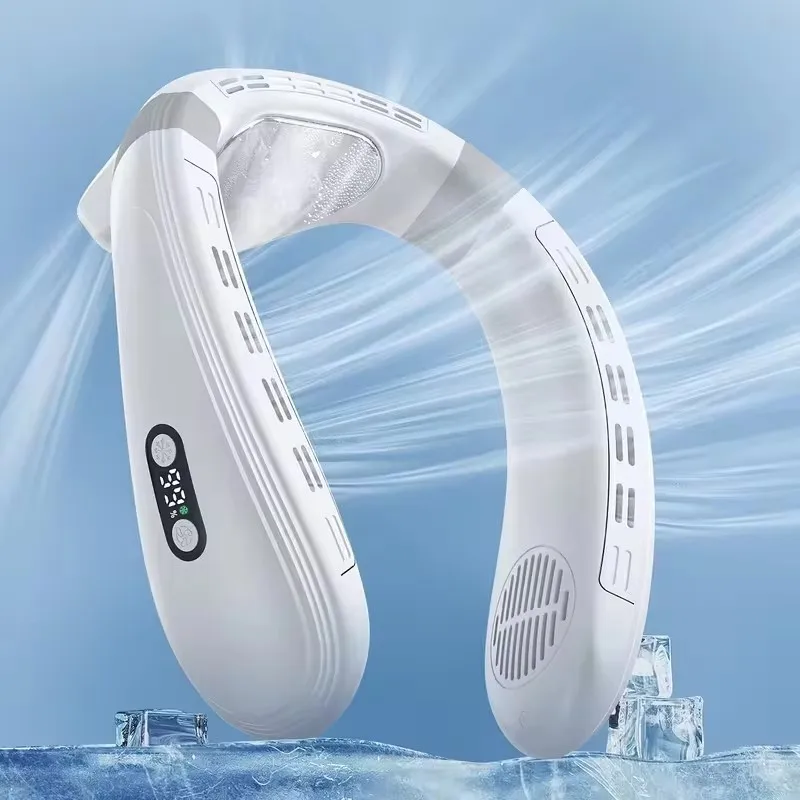5200mAh Wiederaufladbarer Nackenventilator mit LED-Anzeige, USB-C, 3 Geschwindigkeiten, Leise für Männer Frauen Outdoor Reisen