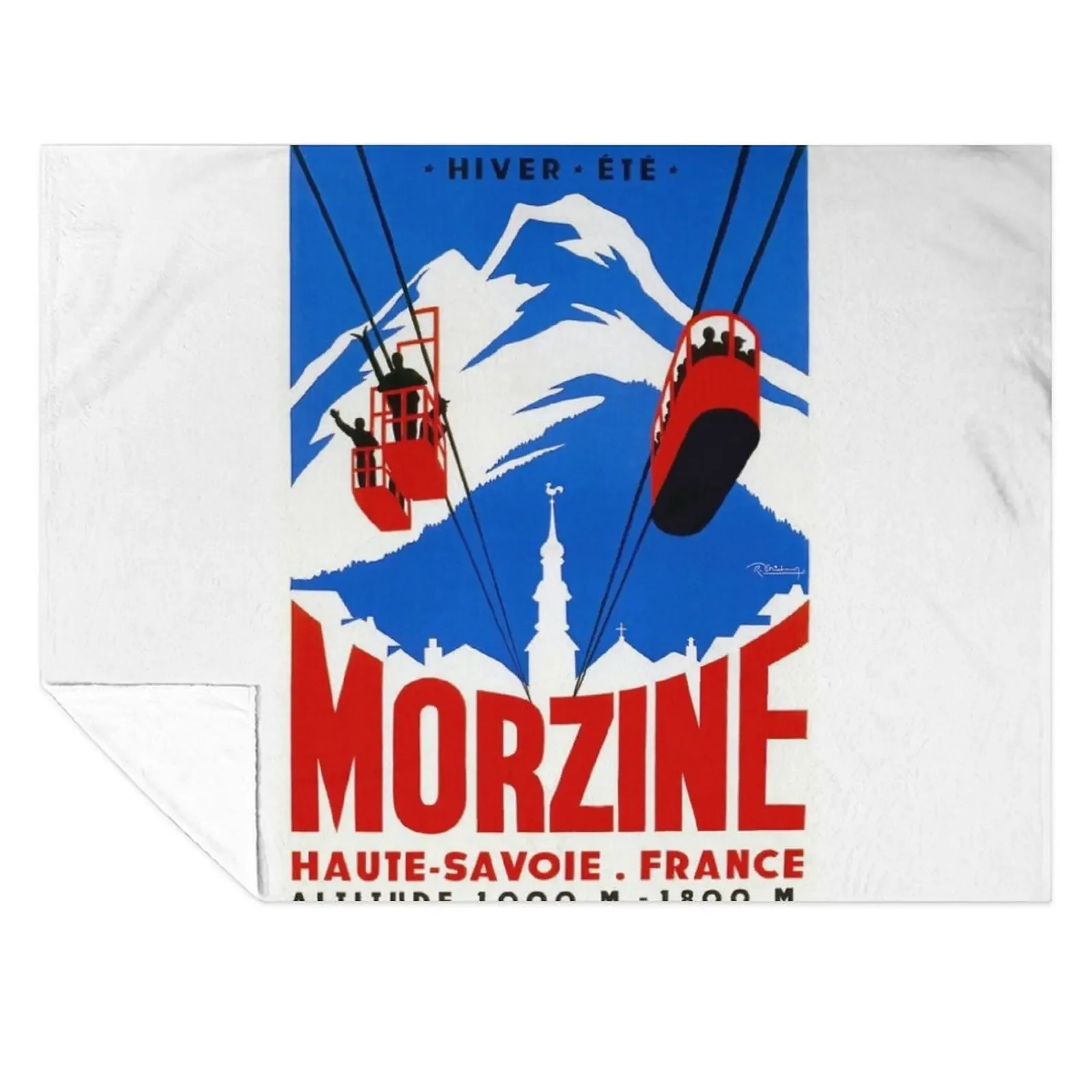 

Vintage French Alps Gondola Winter sport ski ad Throw Blanket Soft Plaid Vintage Baby christmas decoration Blankets